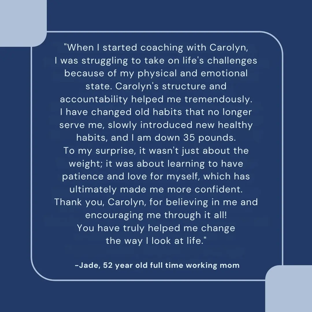 Testimonial about coaching and personal transformation.